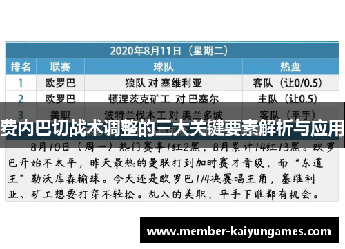 费内巴切战术调整的三大关键要素解析与应用