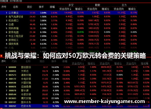 挑战与荣耀：如何应对50万欧元转会费的关键策略